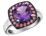 Amethyst Ring with Rhodolite Halo in Sterling Silver